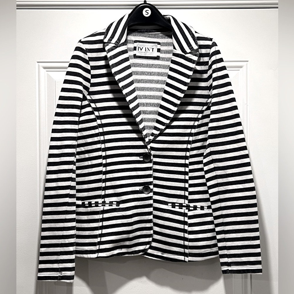 NEW Marc New York by Andrew Marc Striped Button Fleece Lined Knit Jacket Coat